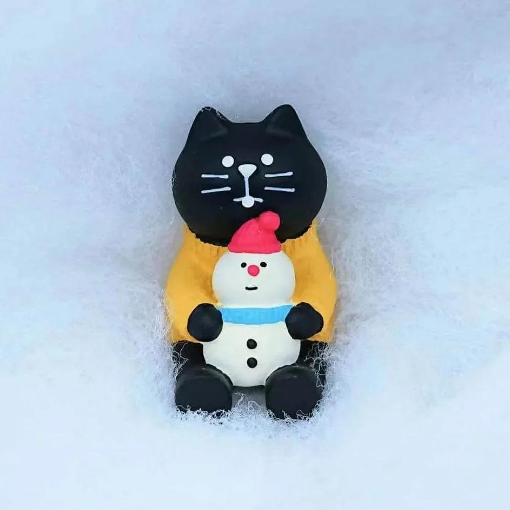 Zakka Japanese Cat Christmas Miniature Scene Props Shooting Office Bookshelf Decoration Collectible Desktop Decorations Gifts