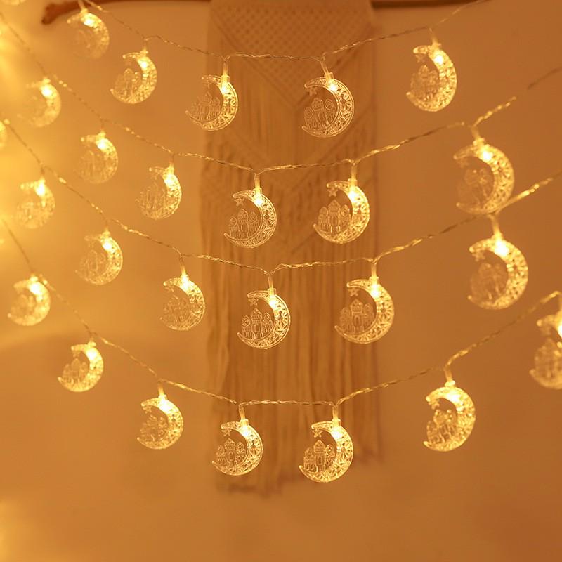 Eid al-Adha Star & Moon LED String Lights with Kerosene Lamp & Moon Castle for Muslim Feast of Sacrifice Décor