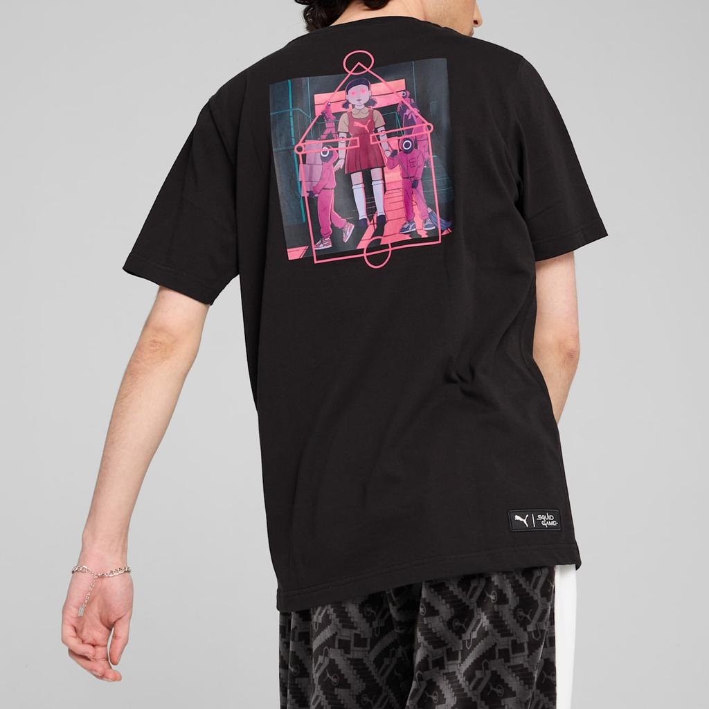 Puma X Squid Game Collaboration Comfortable Versatile Round Neck Short Sleeve T-Shirt Men T-Shirt Black 62742601
