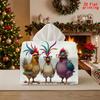 2D Flat 1pc, Tissue Box. Colorful Chicken Flock Pattern Napkin Dispenser, Reusable, Daily Desktop Tissue Organizer, Suitable for Kitchen Living Room B