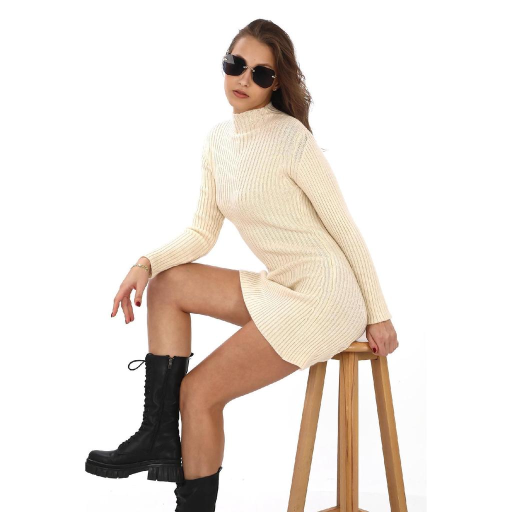 Corded Winter Knitwear Dress-mink