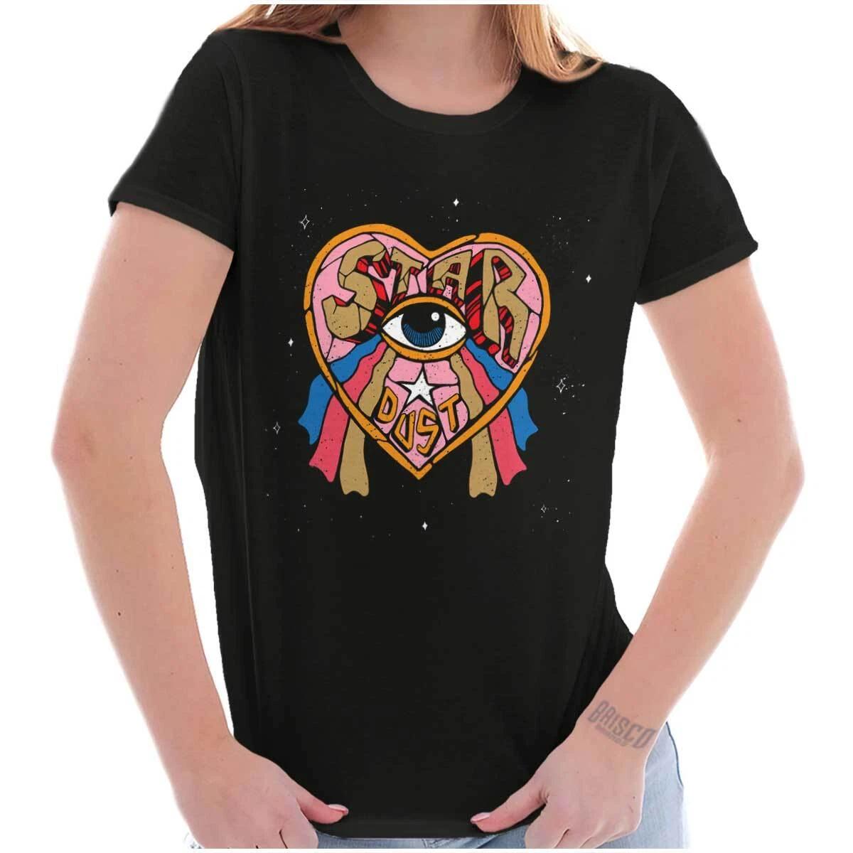 Star Dust All Seeing Eye Heart Rainbow Tears Graphic T Shirts for Women T-Shirts XS