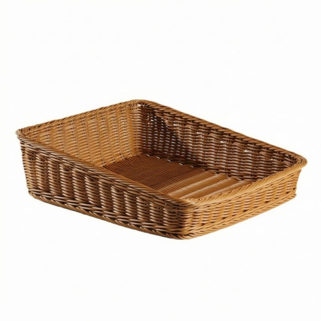 Rattan Basket Open-Top Weave Storage Shallow Organizer Tray for