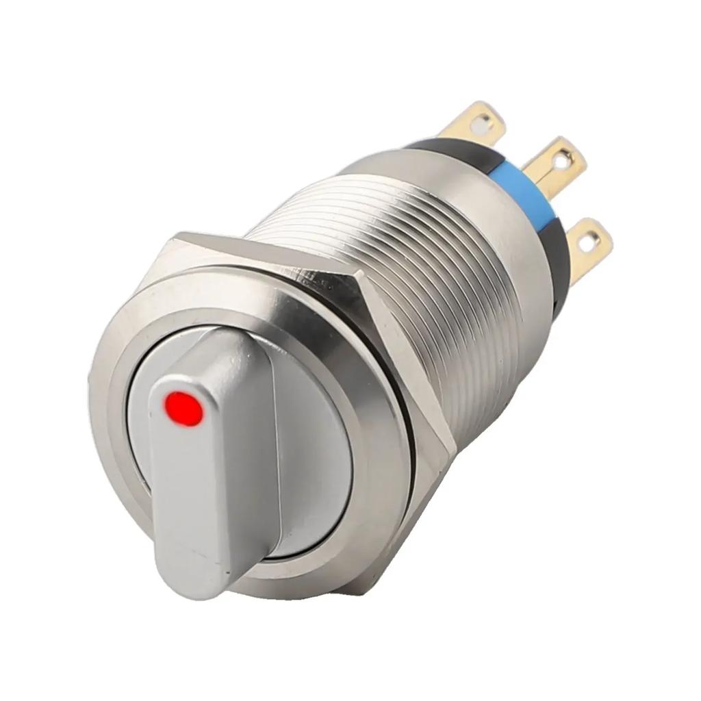 3 Positions Switch Latching Push Button Low Light Conditions 19mm Mounting Hole 3-6V Rated Voltage LED Indicator For Ship