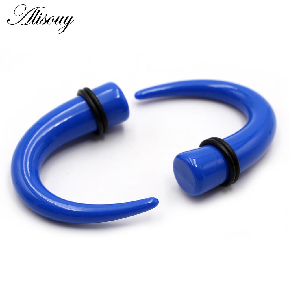 Alisouy 2pcs 1.6mm-11mm Acrylic C Sahpe Buffalo Horn Ear Gauges Ear Taper Stretching Plugs Tunnel Expander Body Piercing Jewelry