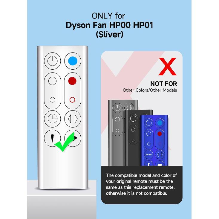 PZL New Replacement Remote Control for Dyson Pure Hot+Cool Fan Purifying Heater HP00 HP01, Part NO.967197-13 (Sliver)