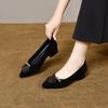 Pointed single shoes work shoes women's simple temperament seven-character buckle one-pedal women's shoes black commuter office leather shoes