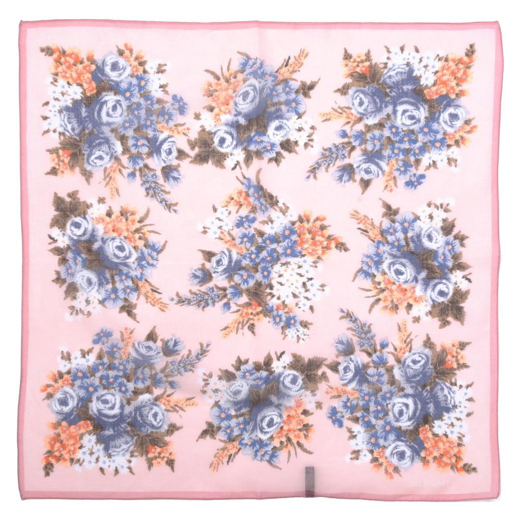 JILL STUART Old Flower Cotton Scarf 50105501, Women's Machine Washable Sun Protection Scarf 50105501C Pink [C] Approx. 64cm W X 64cm H