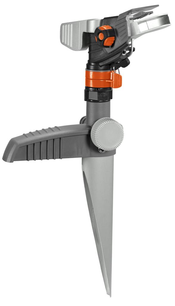GARDENA Rotating Pulse Sprinkler with Fixed Metal Spikes, Premium, Waters up to 490m², 8136-20, Product Warranty: Up to 5 Years