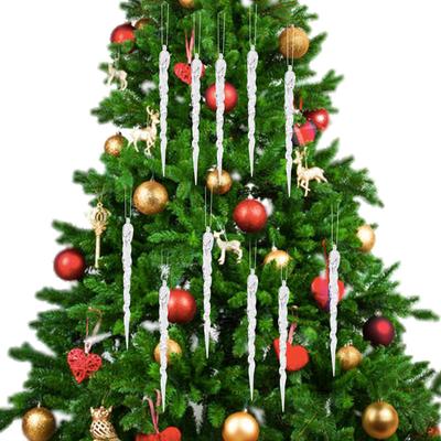 12-120PCS Crystal Clear Icicle Decorations Acrylic Simulation Ice Drops Xmas Tree Hanging Ornaments Holiday Wedding Party Decor