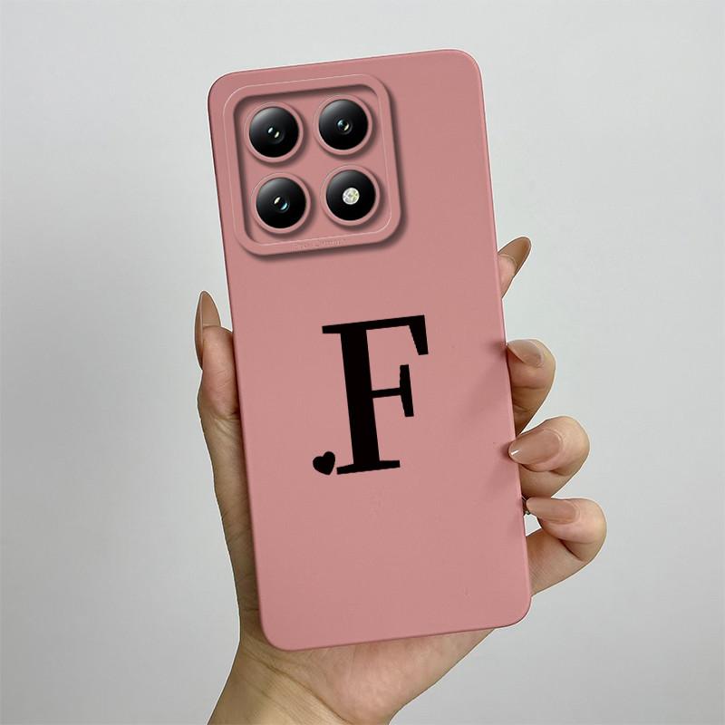 For Xiaomi 14T Pro Case Xiaomi 14T Pro Cover Mi 14T Pro Luxury Initial Letters Square Phone Case Matte Shockproof TPU Back Cover