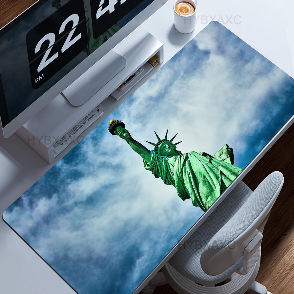 HYBXAXC 80x40 Statue Of Liberty USA Mouse Pad 90x40 Cm Kawaii Desk Mat Comfortable Xxl Pc Gamer Gaming Computer Offices Keyboard