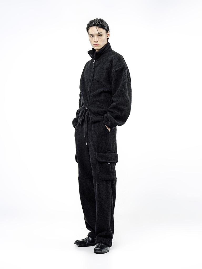 Chaenseseunoi Fleece String Cargo Pants - Black /M244Pt05Bk