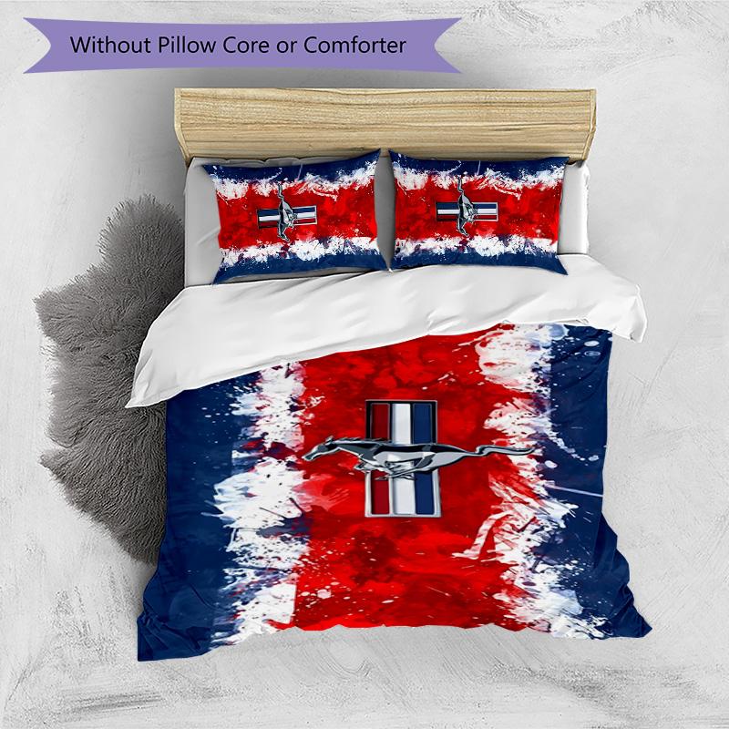Mustang 3pcs Bedding Set Duvet Cover Closure Includes 1 Duvet Cover & 2 Pillowcases for All Seasons Bedroom Home Dorm Decor