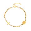 Xiaomi Vnox Metal Virgin Mary Saint Benedict Cross Bracelet, Stainless Steel Bead Pearl Chain Bracelets For Women Religious Jewelry