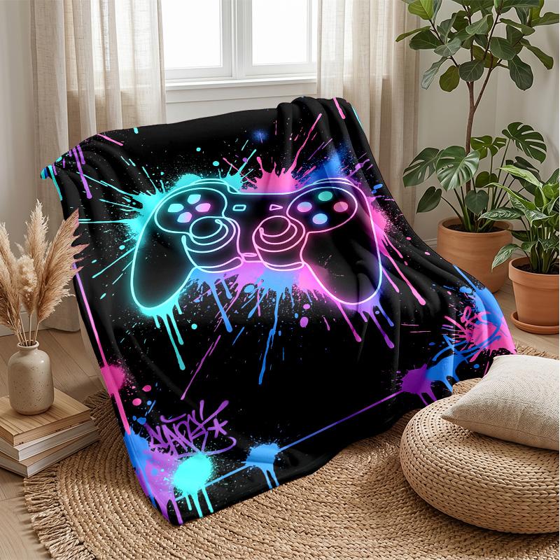Neon Game Over Design Theme blanket Lightweight Warm Flannel Blanket Decorative Throw Blanket for Home Decoration