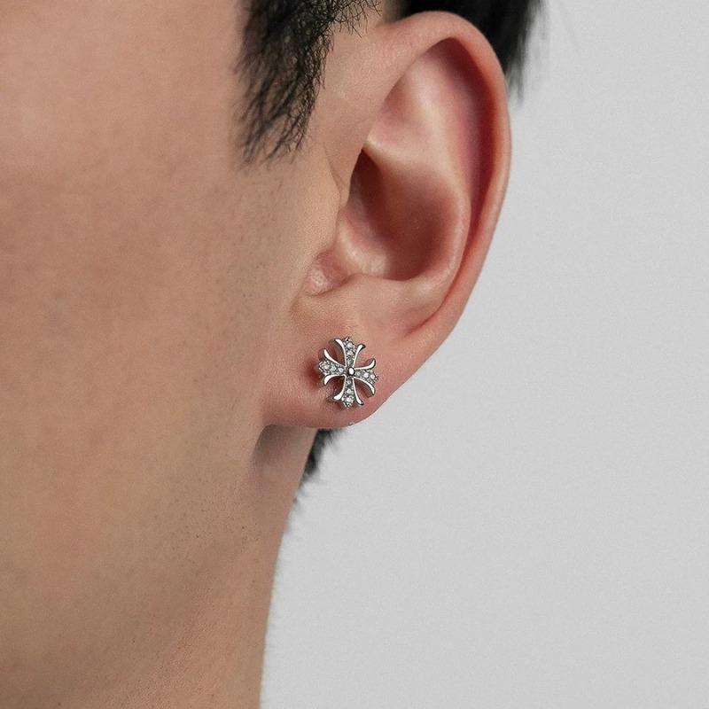 Iris Cross Inlaid Zircon Stud Earrings Unisex Light Luxury Fashion Jewelry