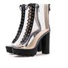 Fashion Size 42 Sexy Transparent PVC Platform Casual Boots Sandals for Women Peep Toe Thick Heels Zipper Ladies Party Shoes Botas Mujer