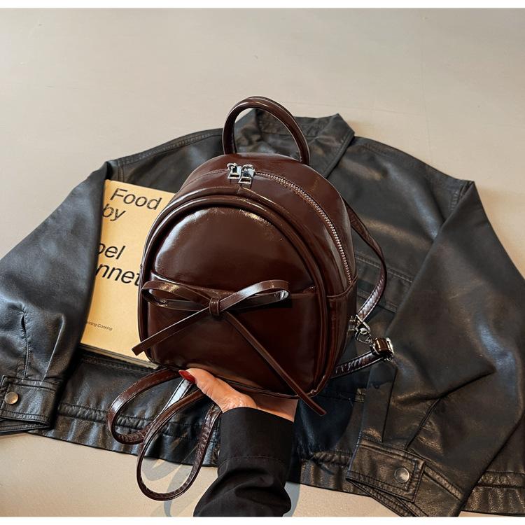 2025 Summer New Korean Version Bow Mini Backpack Niche Design Retro Premium Texture Handbag