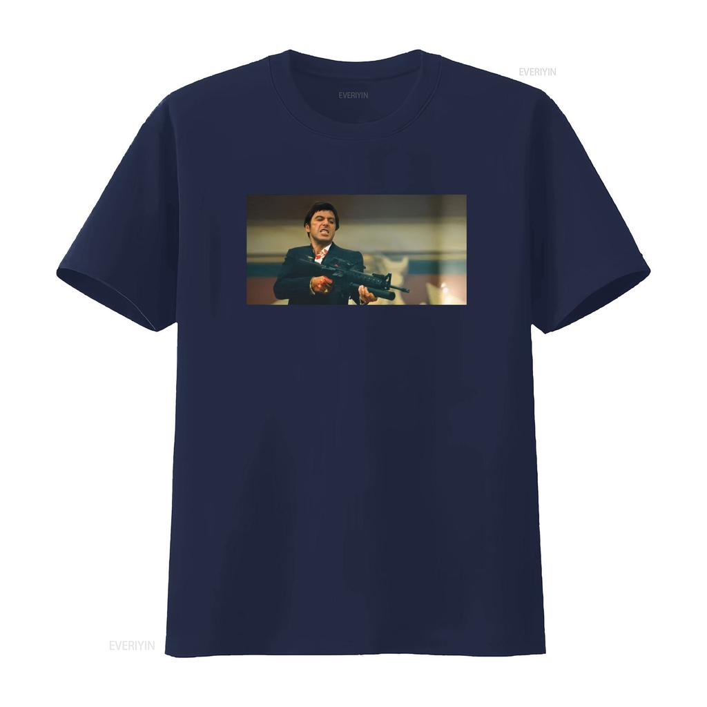 Tony Montana Say Hello To My Little Friend Movie T Shirt Scarface 1983 Vintage Washed Versatile Homme Designer Clothes Fashion