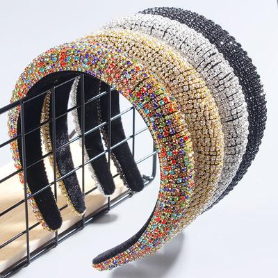 Womens Baroque Headband High-grade Hairband Colorful Rhinestone Headwrap Hair Band Hoop Headwear White Hair Bands Accessories