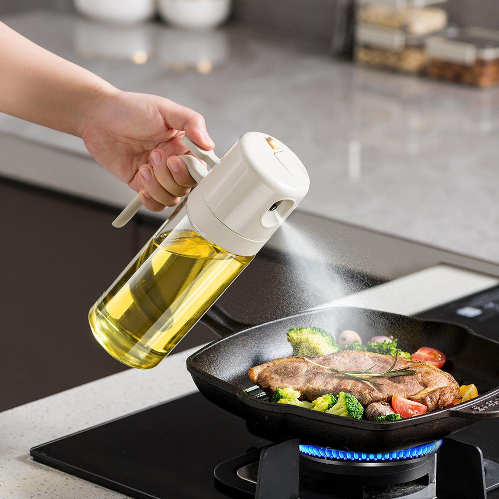 Dual-Use Leak-Proof Glass Oil Sprayer: 2-in-1 Spray & Pour Bottle for Oil, Vinegar, and Seasonings