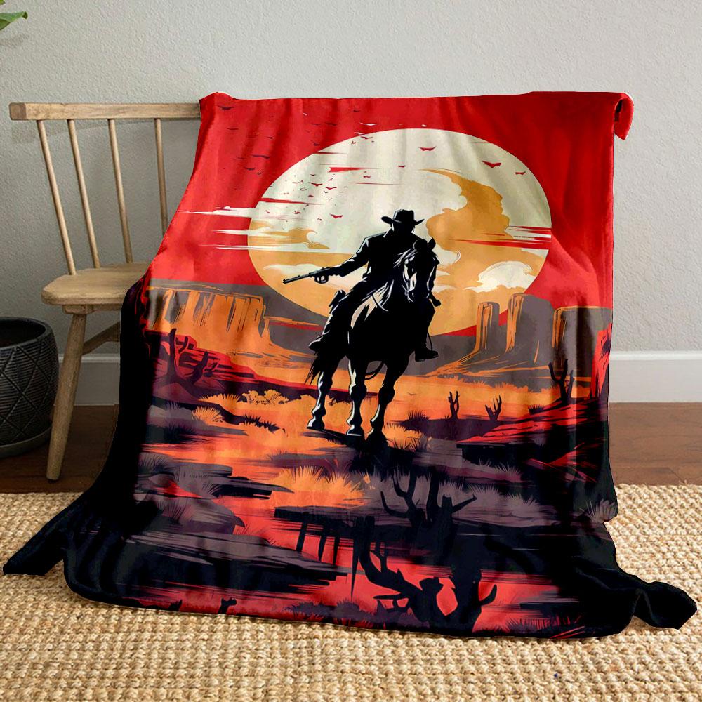

Western Cowboy Desert Sunset Blanket bedroom Blanket for Livingroom Couch lunch break Soft throw for Friend s festival Gift 80cm x 120cm