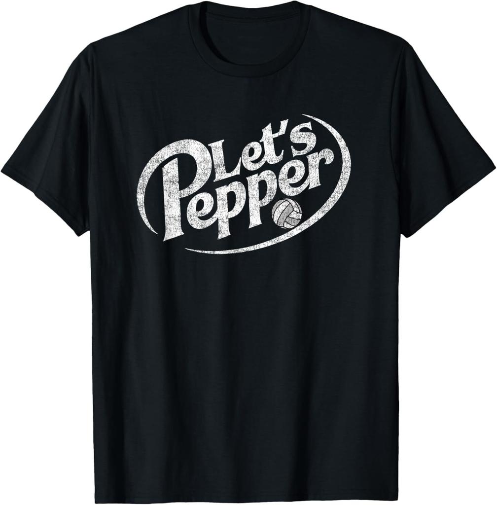 Volleyball Let's Pepper Practice Distressed Design T-Shirt
