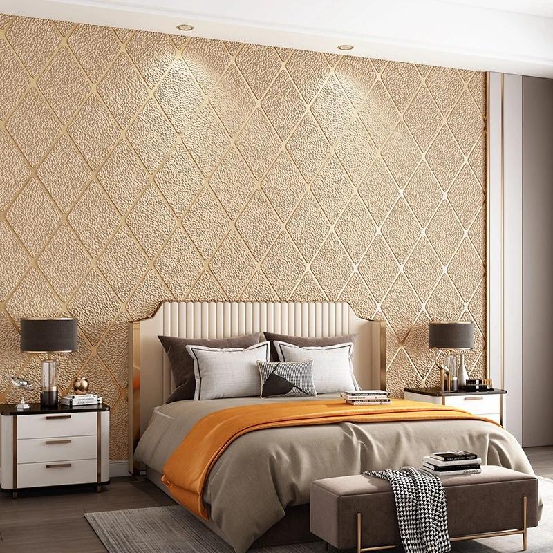 

Темно-зеленые 3D обои из бархата оленьей кожи с ромбовидным узором для спальни, гостиной, современный минималистичный плиточный фон, наклейка на стену 0.53mx2m