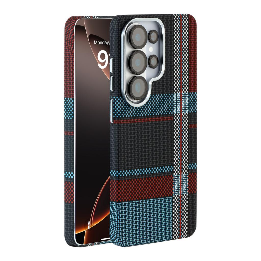 Funda de Carga Inalámbrica con Patrón de Fibra de Carbono y Kevlar para Negocios para Samsung S26 Ultra S25 S24 Ultra para MagSafe Cubierta Fina Anticaídas