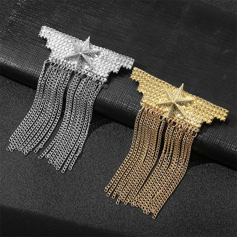 Crown Gold Silver Tassel Brooches For Women Men Pin Party Casual Lapel Pins Accessory Gift Suit Tassel Brooches Jewelry