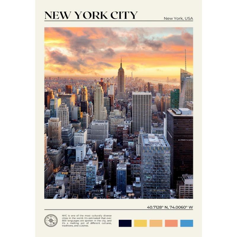 

Нью-Йорк Путешествия Пейзаж Плакат Катскилл Горы Центральный Парк Долина Гудзона Картина на холсте Настенная картина Офис Домашний Декор 21cm×30cm NoFrame