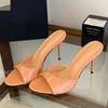 Pesstwei Summer Fashion Elegant Sexy Peep Toe Thin Heels Slipper Women Slides Stripper Party Sandal Mule Shoes Zapatos De Mujer