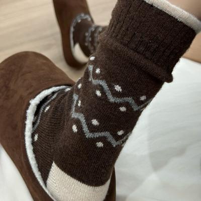 Seasonal Cotton Socks, Polka Dots, Retro Trendy Autumn Stockings, Wavy Wool Socks, Socks