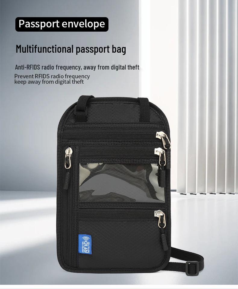 Transgraniczny uchwyt na paszport z RFID na szyję i ochraniacz na dokumenty