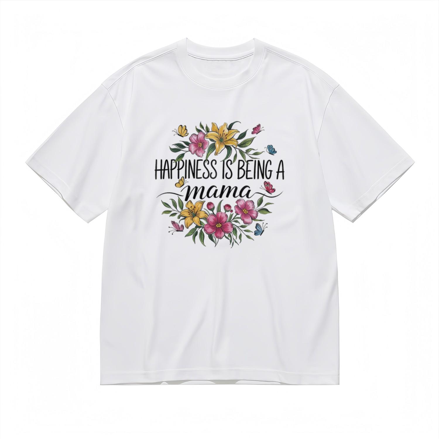 Men s Fashion Inspirational Breathable Classic T-Shirt Mens Womens Tees Top Floral Happiness Mama Tee 2XL
