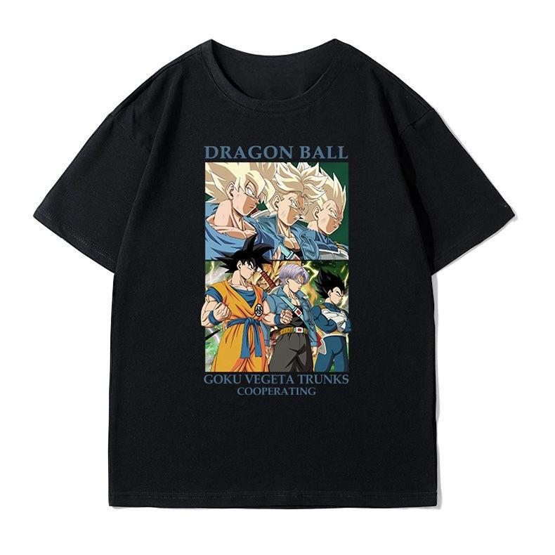 

2026 Dragon Ball Joint T-shirt Cartoon Animation Peripheral Clothes Wukong Vegeta Trunks Short-sleeved Couple Fashion 4XL