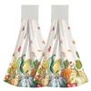 2Pcs Space Saving Hanging Hand Towels Quick Dry Absorbent Leaf Pattern Kitchen Tie Towel Dish Cloth with Hanging Loop