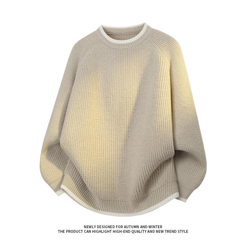 VUUG Men's Color-Block Crew Neck Knit Sweater