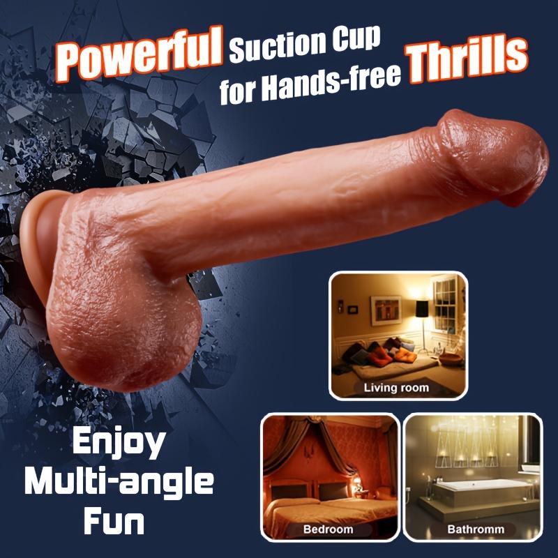 Realistic Thrusting Silicone Dildo, 8 Modes Vibrating & Heated Suction Cup Dildo, Rechargeable Adult Intimate Product, Discreet Packaging