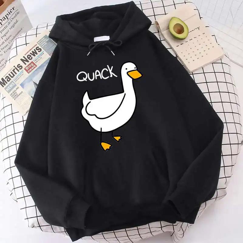 QUACK niedlicher Cartoon Gänsepullover Frühling und Herbst Herren- und Damen Langarmjacke Kapuzenpullover