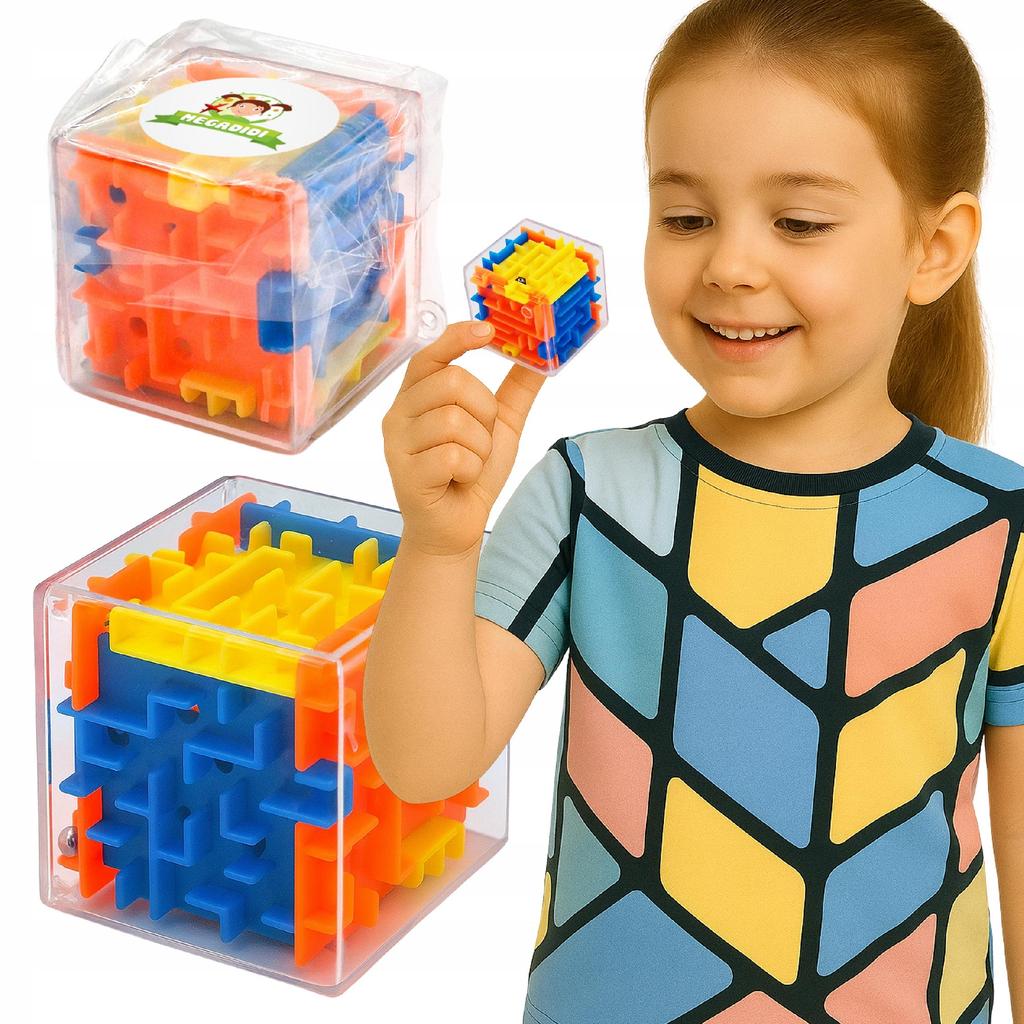Gra Logiczna Mini Kostka Zręcznościowa Stymulująca Labirynt Kulkowy 3D Cube