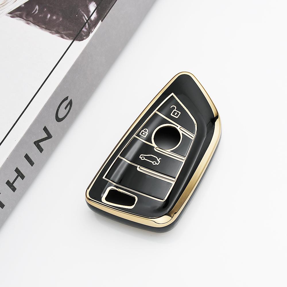 Gold Edge TPU Auto Shell Fob Keyless Car Key Case Cover For BMW 1 3 5 6 7 Series X1 X3 X5 X6 X7 G20 G30 G11 F15 F16 G01 G02 F48