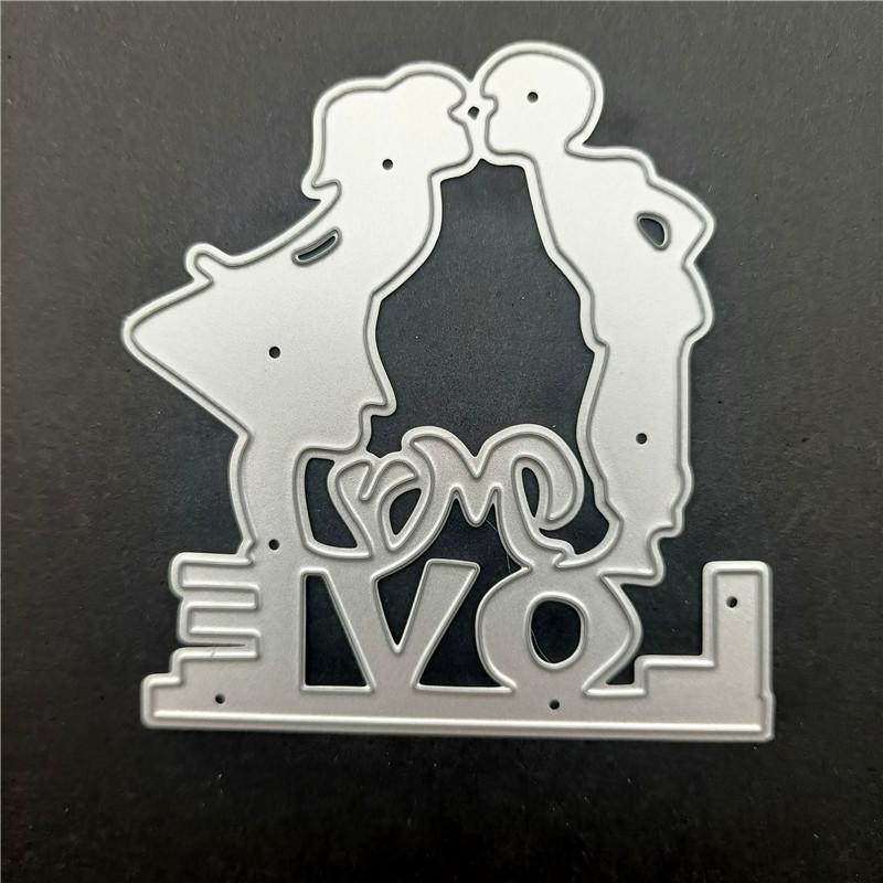 2pc Mixed  Love Letter and Flower Background Frame Metal Cutting Dies Stencils for DIY Scrapbooking Decorative Embossing Handcraft Template