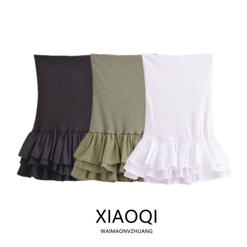 Fashion Style 2024 Summer New Women's Clothing Stylish Laminated Decoration Patchwork Short Dress 4174356