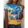 Bee Genie Gnomes Printed Women's T-shirt Comfortable Round Neck Short-sleeved Summer Style Casual Women's Clothing