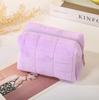 Cute Soft Plush Small Cosmetic Bag Portable Travel Pouch Solid Color Zipper Toiletry Storage Organizer for Women Makeup