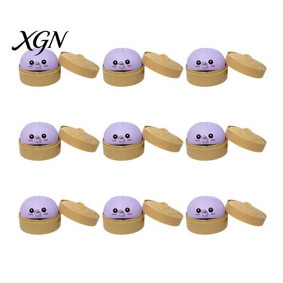 Steamed Bun Stress Relief Toy 12Pcs Bubble Blowing with Steamer Cartoon Dumpling Sensory Pinch Fidget Relaxation Decompression Tool