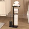 Floor-Standing Bathroom Tissue and Brush Holder with Vertical Storage Rack