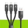 3 in 1 Fast Charging Cable 3 Interfaces Braided Cord Data Line for Phone Tablets Power Supply and Transfer